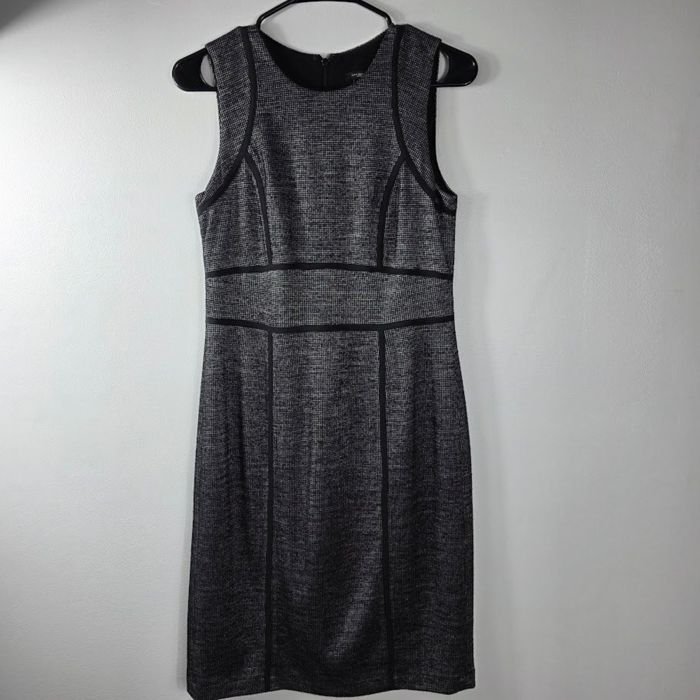 Ann Taylor Sheath Dress Black White Textured Sleeveless‎ Business Size 2